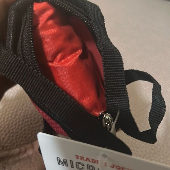 Trader Joes Micro Tote & Reusable Shopping Bag Red Black Eco Friendly Compact - Picture 4 of 9